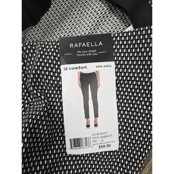 Rafaella Comfort NWT Slim Ankle Pull On Dress Pants Size 18 Black/White - Picture 5 of 6